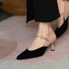 Women Shoes Pointed Thin Heeled Shoes for Women's Pumps  Autumn 2024 New Color Matching Flat Button Shallow Cut High Heels Women
