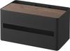 Yamazaki RIN Storage Box with Adjustable Thick Tissue Box Remote Control 26cm W X D X Model 10414 Multi-functional Dividers, Brown, & Stand, 14.2cm