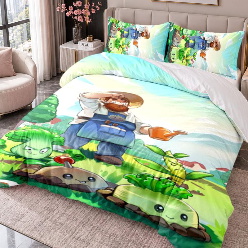 Plants vs. Zombies 3Pcs Bedding Set Duvet Cover With Two Pillowcases For Bedroom Home Decoration