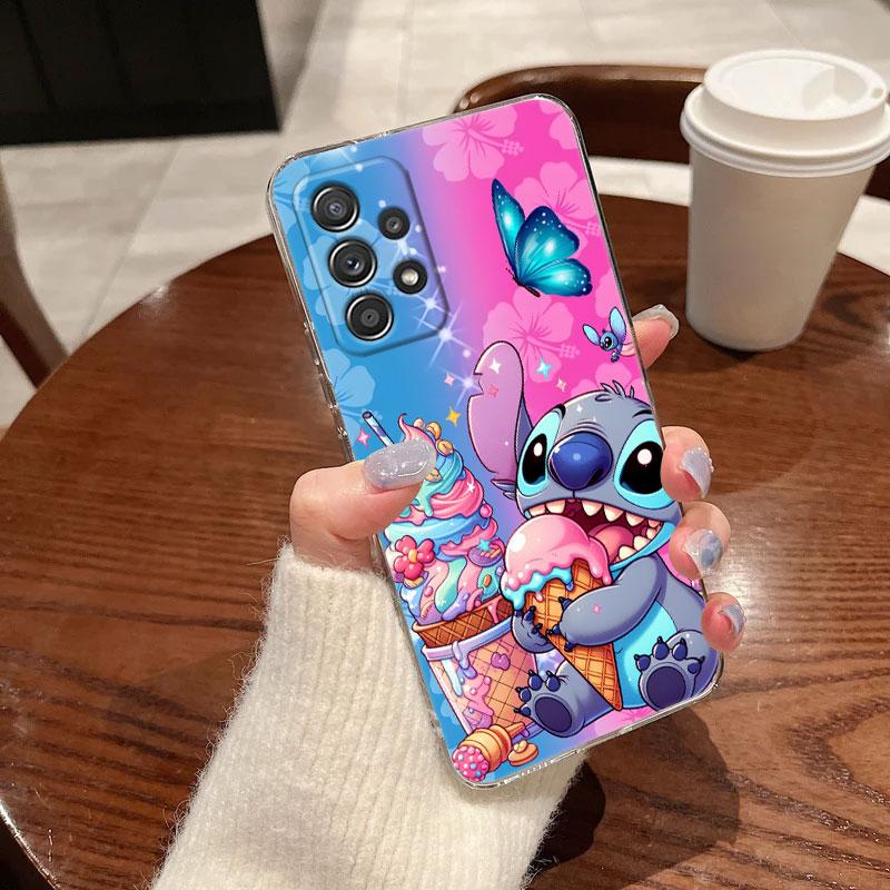 Прозрачный чехол Stitch для Samsung Galaxy A57 A37 A56 5G A36 Чехлы A55 A54 A35 A26 A07 A17 A16 A06 A34 A15 Ударопрочный чехол Бабочка