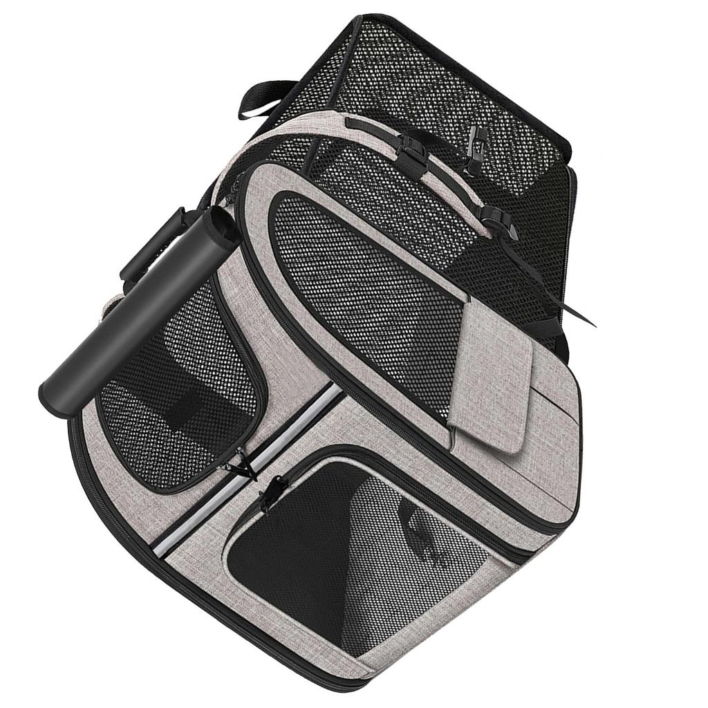 Expandable Cat Backpack Carrier with Side Pockets Breathable Foldable Pet Carrier Backpack for Small Dogs Medium Cats
