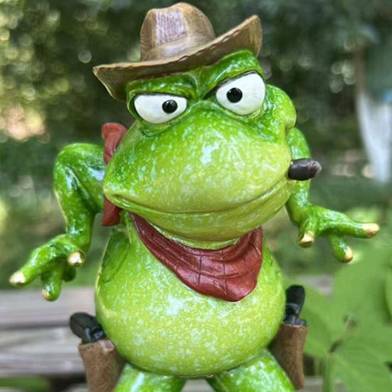 Фигурка Лягушки-Ковбоя Красный Шарф Мультяшная Статуэтка Лягушки Смола Скульптура Животного Внутреннее Наружное Садовое Настольное Украшение Орнамент