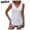Women's Fashion Casual Summer Solid Color Print Sleeveless V-Neck Blouses & Shirts