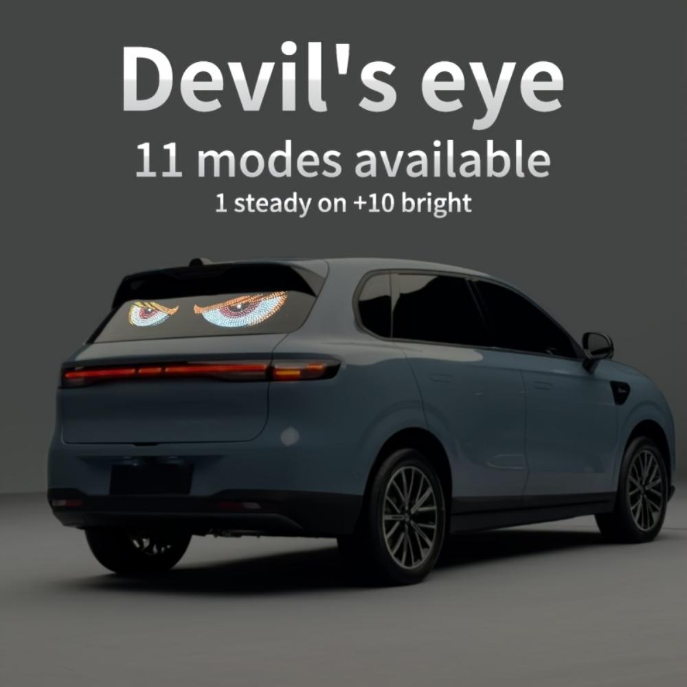 2-Piece Devil's Eye Car LED Light, Truck Devil's Eye Light USB Powered Decorative Light, No Wired Ambient Light, Cool Vehicle Display Light