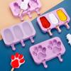 Cartoon Silicone Ice Cream Mold Popsicle Siamese Molds with Lid DIY Homemade Ice Lolly Mold Cute Image Handmade Kitchen Tools