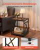 End Table, 2-Tier Square Side Table with Open Storage Shelves, Modern Nightstand Bedside Desk with X-Design Metal Frame, Wood Sofa Coffee Desk for