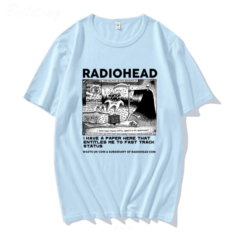 Radiohead Vintage Classic Print Summer Men's O-Neck T-shirt Casual Cotton Short Sleeve Pullover Fashion Streetwear Men Clothing