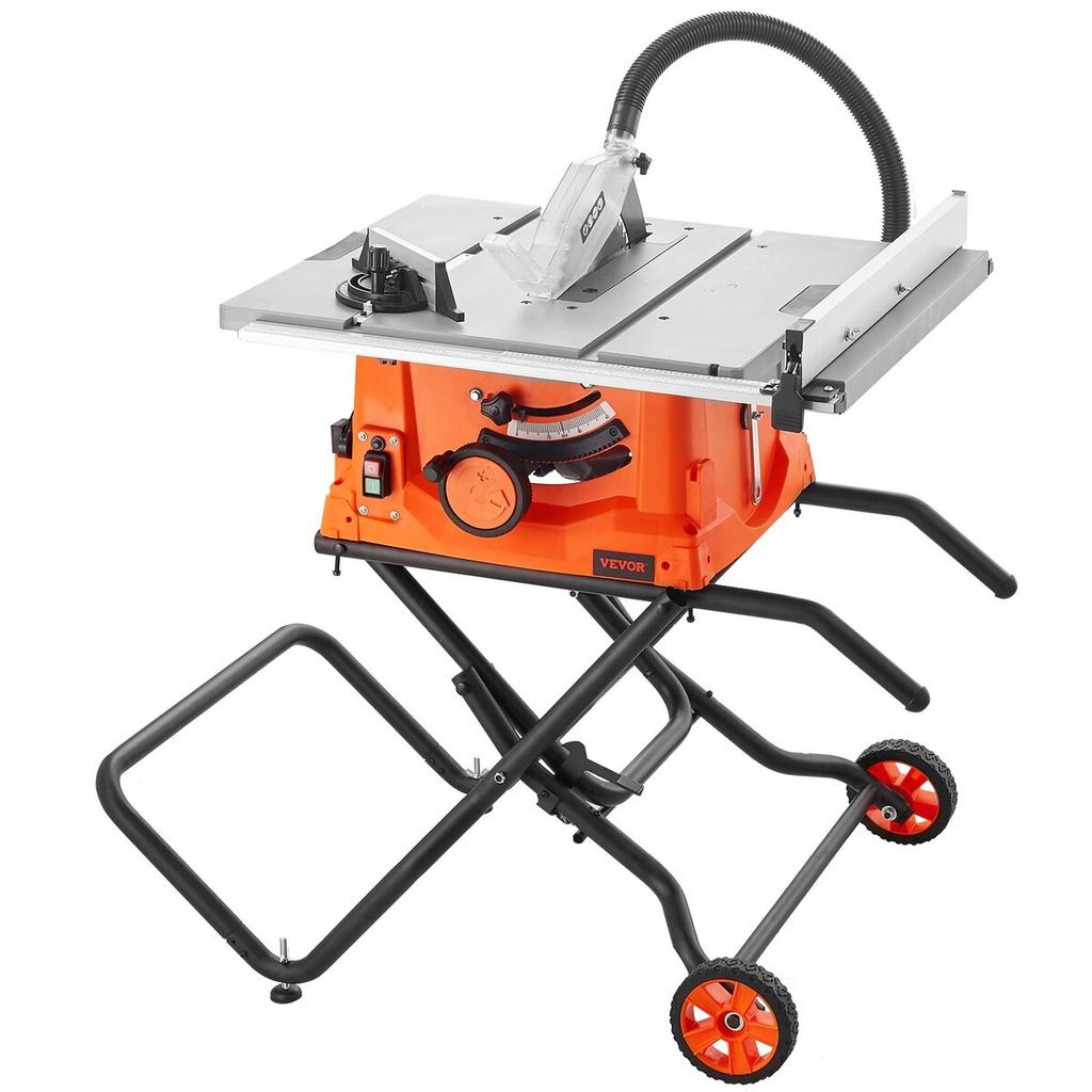 10" Table Saw w/ Stand Electric Cutting Machine 4800RPM 25-in Rip Capacity