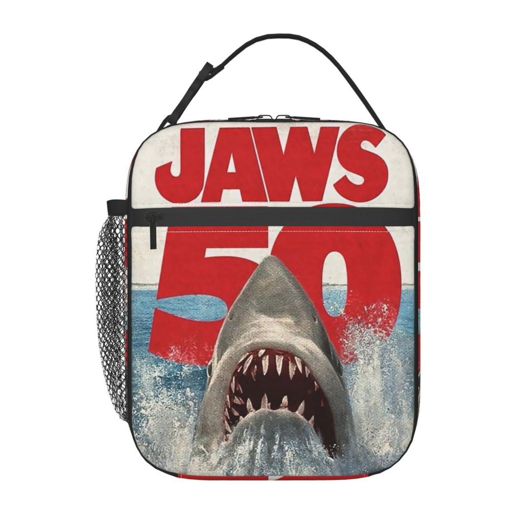 Изолированная сумка-ланчбокс Jaws 50th Anniversary Logo для женщин, офисный охладитель, термоконтейнер для еды, сумка-тоут, портативные ланч-боксы, контейнер