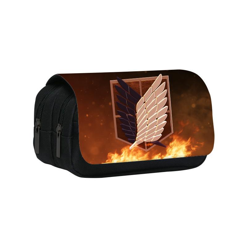 Атака Титанов Аниме Узор Двухслойная Обложка-Флип Сумка для Канцелярских Принадлежностей для Студентов и Коллекционеров