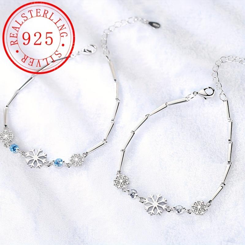 Elegant S925Silver Snowflake Bracelet with Synthetic Zircon, Fashionable and Elegant Daily Jewelry, the Best Gift Choice for Women