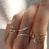 European and American Creative Geometric Joint Ring Ring Women's Hollow Moon Snake Ring Set Rings