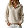2026 Womens Waffle Knit Stand Collar Zip-Up Long Sleeve Pullover Hoodie Solid Color Casual Top
