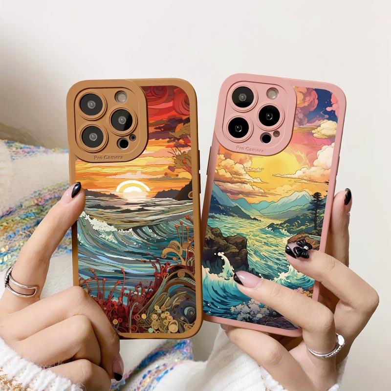 Чехол для телефона 'Пейзаж восхода солнца' для iPhone 15 14 Plus Pro Max 13 12 11 Pro Max XR X XS 7 8 Plus Великолепный горный речной мягкий чехол