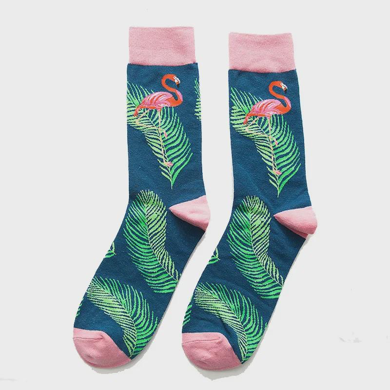 Flamingo Cotton Mid-Tube Men's Ethnic Trend Socks, Large Size, Cross-Border Hot Sale