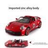 Масштаб 1/32 Targa 4S 911, литая под давлением модель автомобиля, игрушечный автомобиль с откатным механизмом, звуком и светом для детей, коллекция подарков для мальчиков и девочек