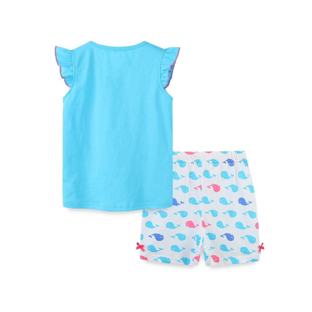 Детская одежда, летняя повседневная хлопковая одежда с мультяшным принтом, костюмы для малышей, футболки + штаны для детей, наряд для девочек