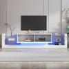 High-Gloss TV Cabinet with LED Lighting, 181 cm – For TVs up to 80 Inches, Glass Front, Two Folding Drawers