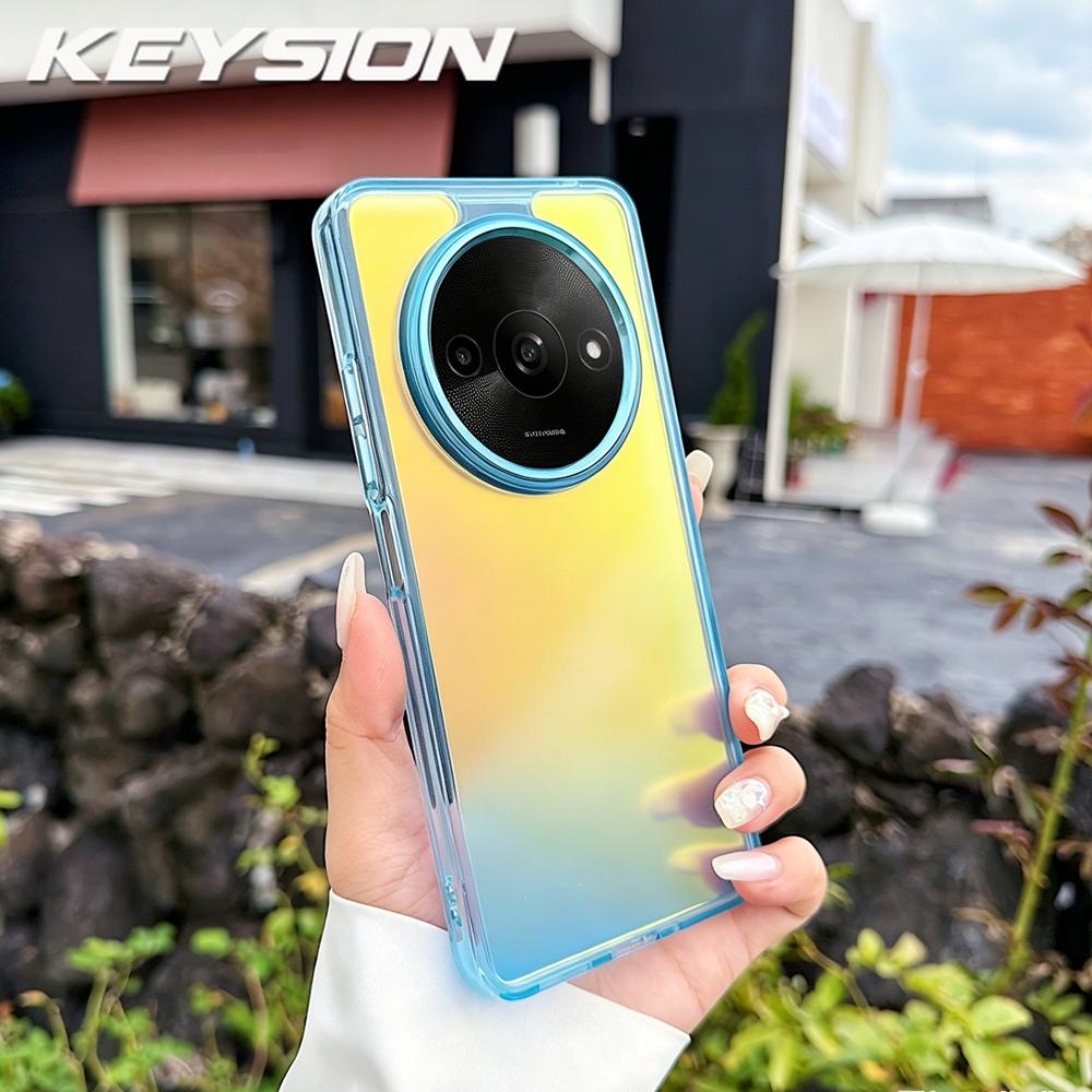 KEYSION Модный цветной чехол с лазерным градиентом для Xiaomi Redmi A3 A3X, мягкий ударопрочный задний чехол из ТПУ+ПК для Xiaomi POCO C61