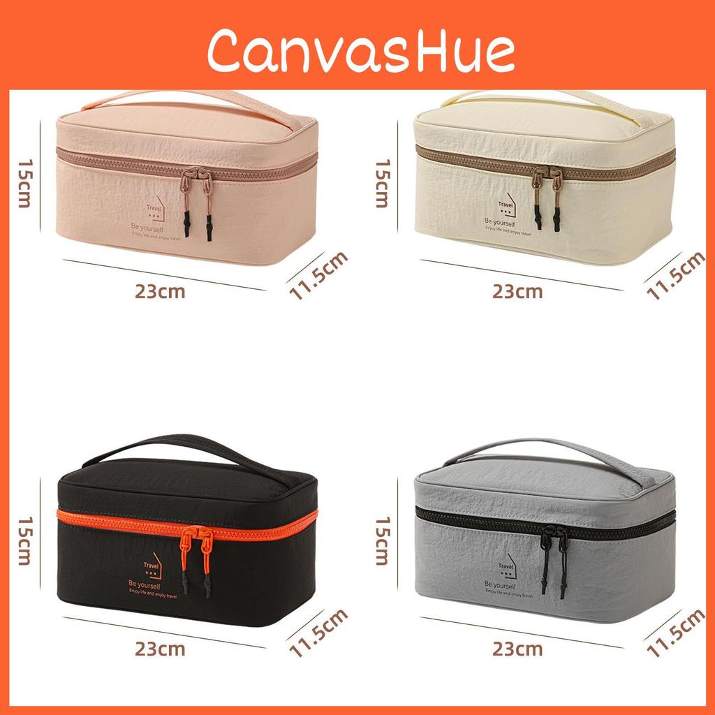 Portable Makeup Case With Multiple Compartments Nylon Travel Toiletry Bag