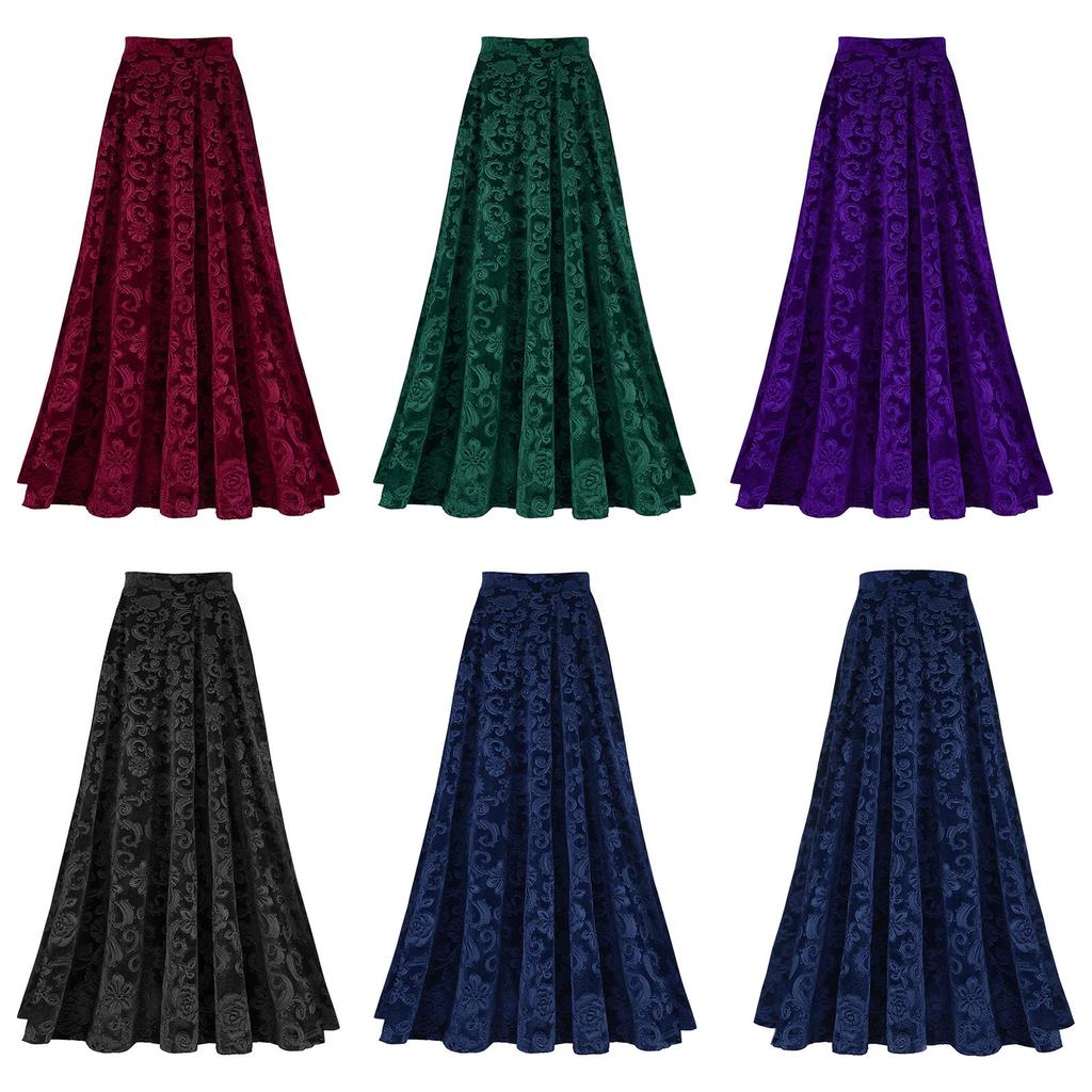 Элегантная Винтажная Юбка для Женщин с Цветочным Принтом, Эластичный Пояс, Формальная Одежда для Свадьбы и Мероприятий