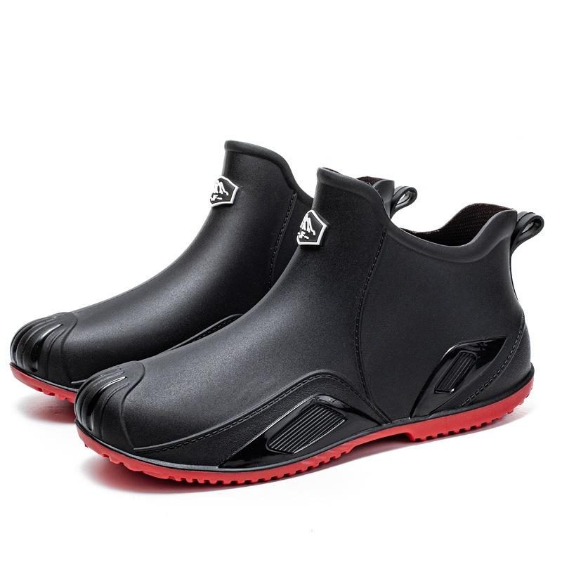 Lightweight Short Rain Shoes Men's Water Shoes Takeaway Rider Special Rain Boots Kitchen Fishing Men's Waterproof and Non-slip Rubber Shoes