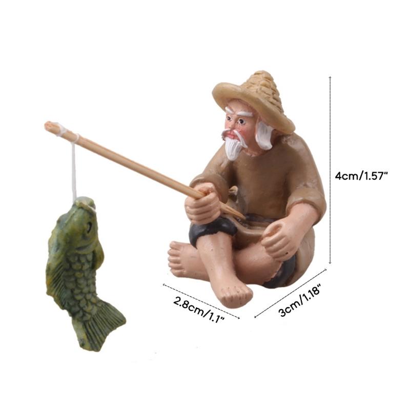 Декор для аквариумов Рыбак Винтажная модель Рыбака из смолы Декорации для пруда и сада