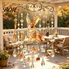 Outdoor Patio Wind Spinners Fall Animal Chime Suncatcher, Stained Acrylic Fox Rabbit Hanging Suncatcher Unique Garden Art Gifts with Prism Drops,