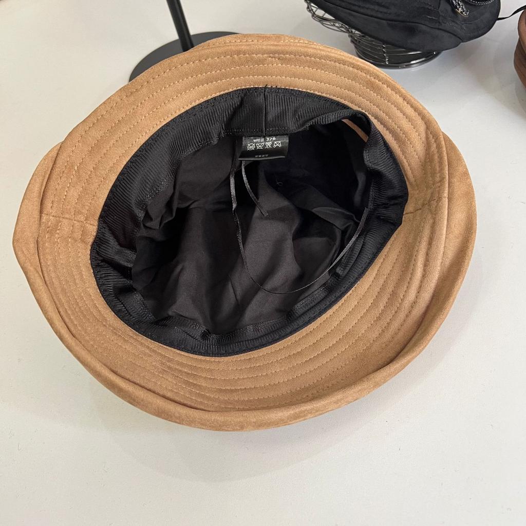 Женская замшевая шляпа-ведро, плиссированная шляпа-колокол, ретро, осень-зима, универсальная, для маленького лица, с полями, тренд