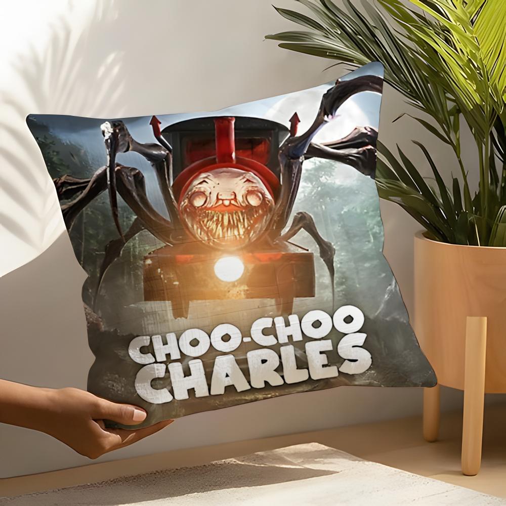 Подушки с принтами Хоррор Игры CChooChoo Charles Наволочки Льняные Чехлы на Подушки для Декора Дивана Домашние Подушки Чехлы Чехлы на Подушки Автомобильного Сиденья