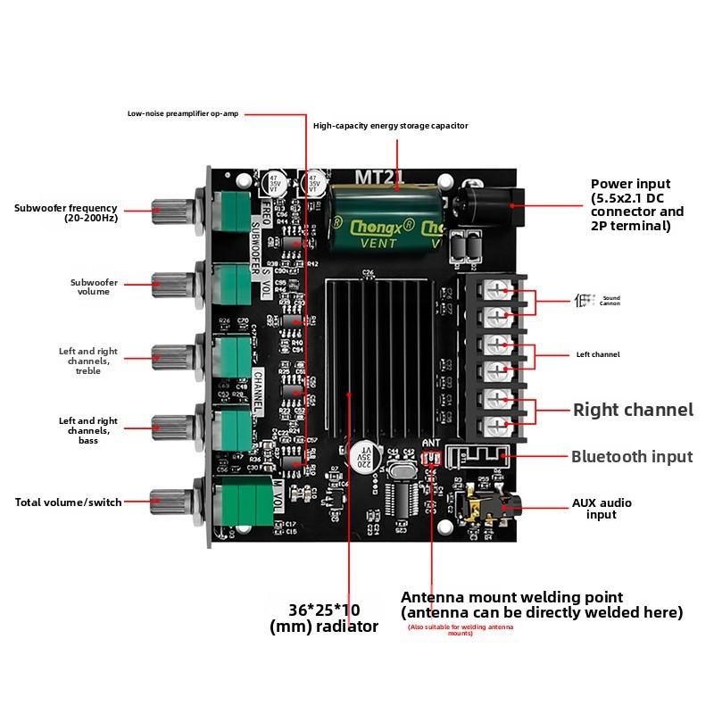Bluetooth Digital Amplifier Module With Bass Control For Home Audio Enthusiasts