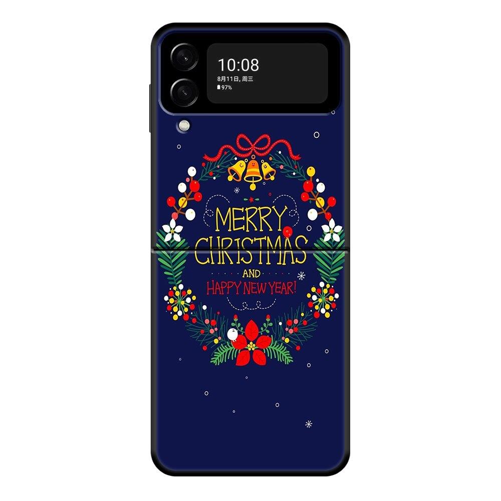 Веселый рождественский Санта-елка милый чехол для телефона Samsung Galaxy Z Flip Z Flip3 5G Z Flip4 жесткий матовый чехол из ПК