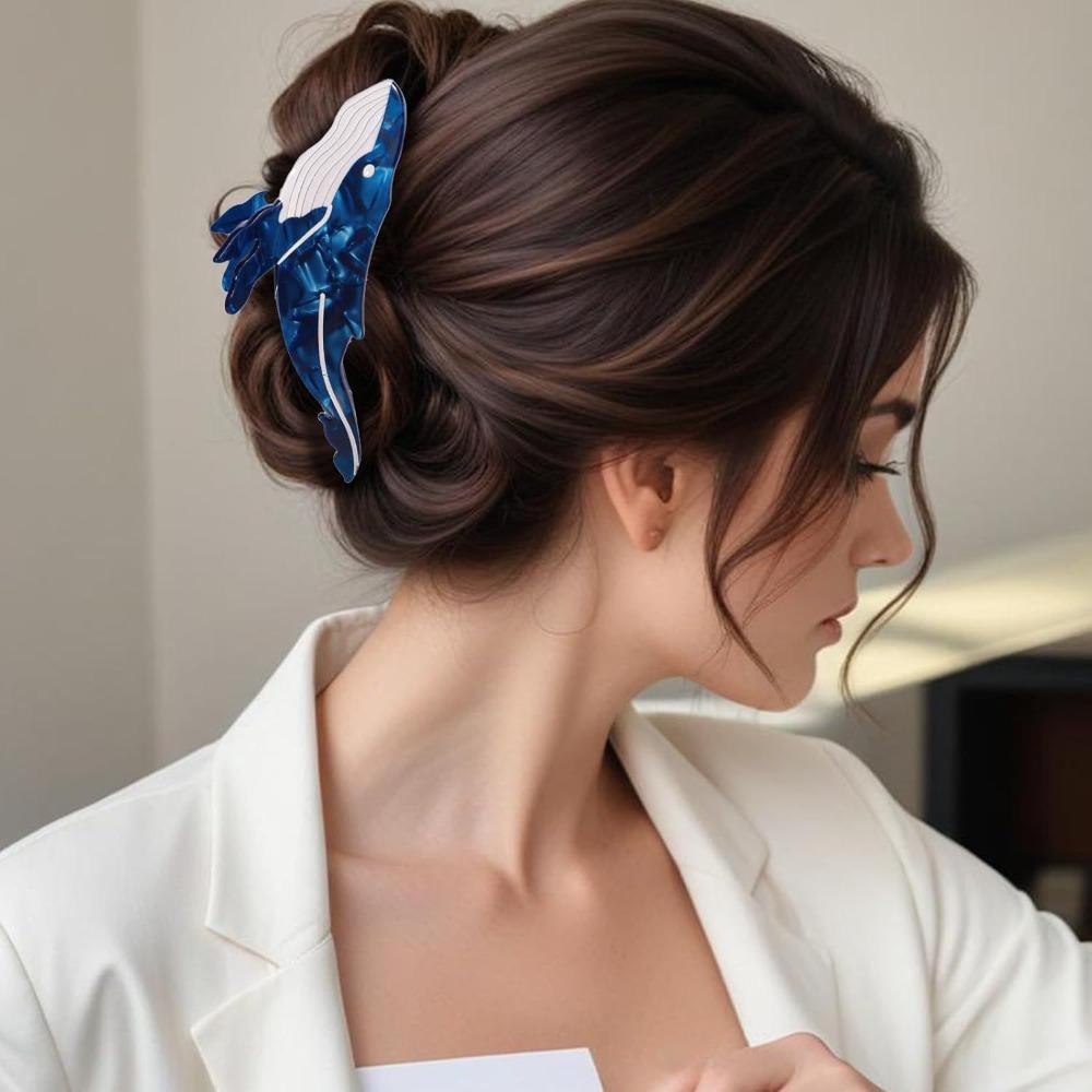 Cartoon Whale Hair Claw Large Size Sea Creature Claw Clips Cute Acetate Hair Clips Women's Use