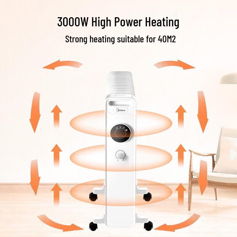 Midea Home Electric Oil Heater with Drying Rack CN plug (adapter included)