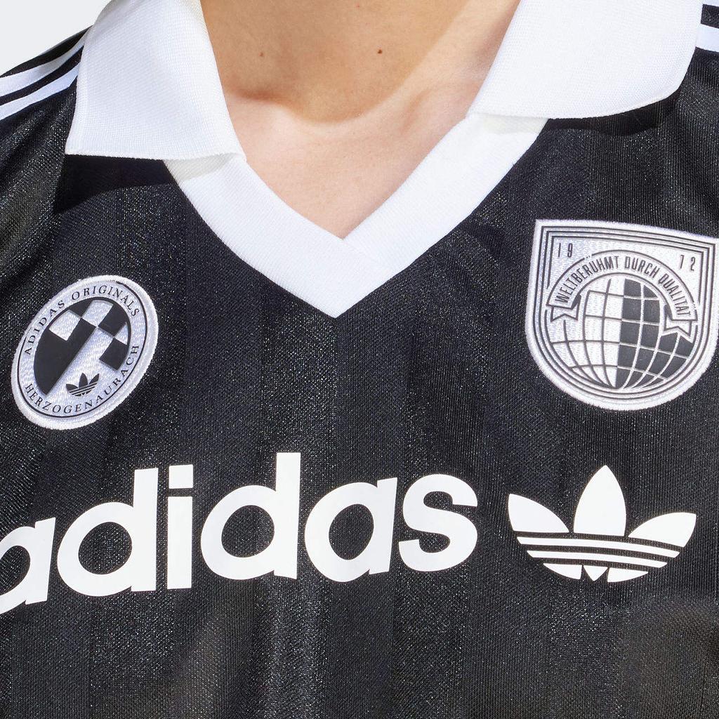 Adidas Originals Трилистник с логотипом и v-образным вырезом, длинными рукавами, женские топы, черный IR9769