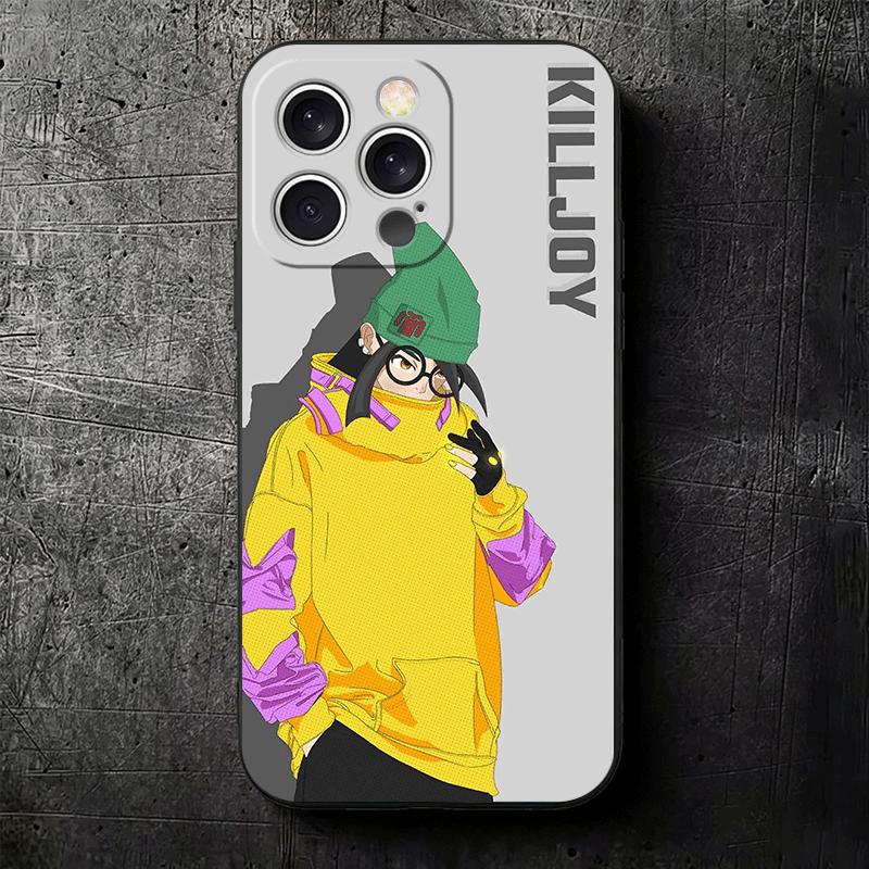 V-Valorant Killjoy Soft Phone Case for iPhone 16 16E 17 Air 15 Pro Max 14 Plus 13 Mini 11 12 7 Black Cover Back Shell