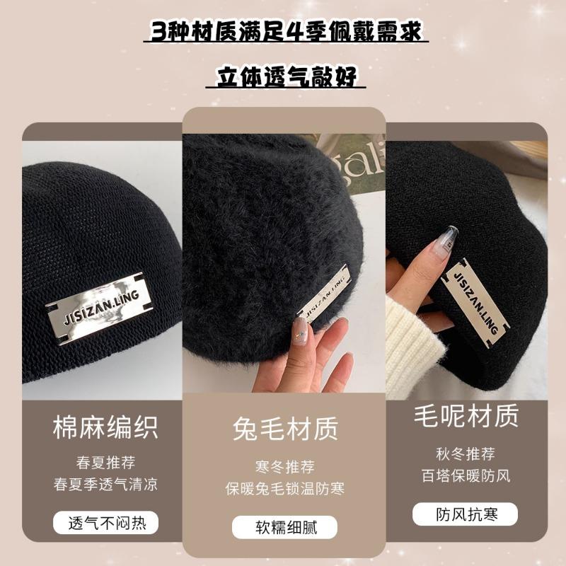 Берет женский новые осенне-зимние модели показывают маленькое лицо и носят шляпу вперед с большим обхватом головы черная шляпа.