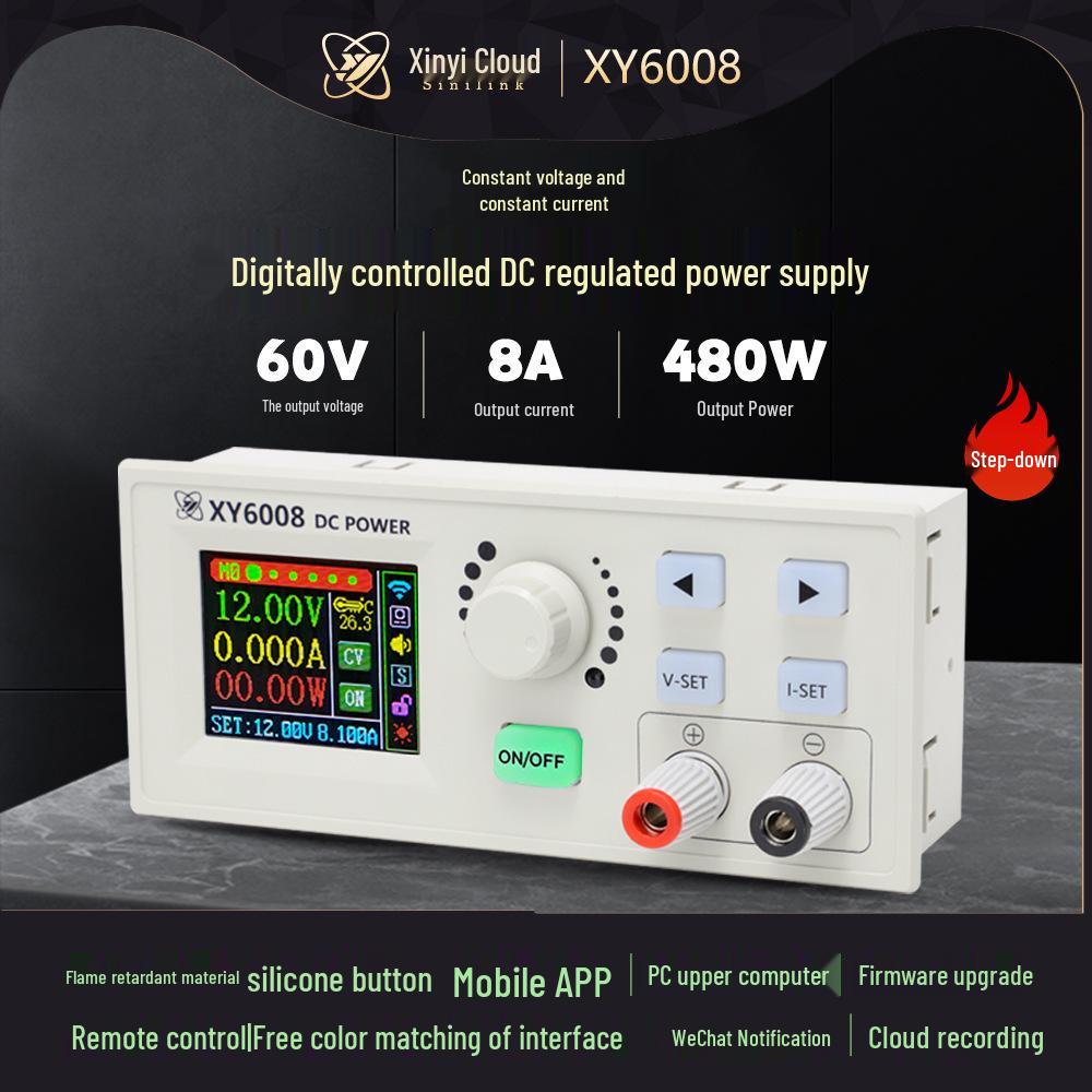 Модуль регулируемого источника питания постоянного тока Xinyi XY6008 CNC 60 В 8 А: Регулируемое напряжение и управление током, понижающая функциональность 480 Вт.