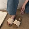 Fashion Women Sandals 2025 Summer Vintage Weave One Word Flat Slippers Fashion Outdoor Lightweight Comfortable Soft Sole Casual Shoes