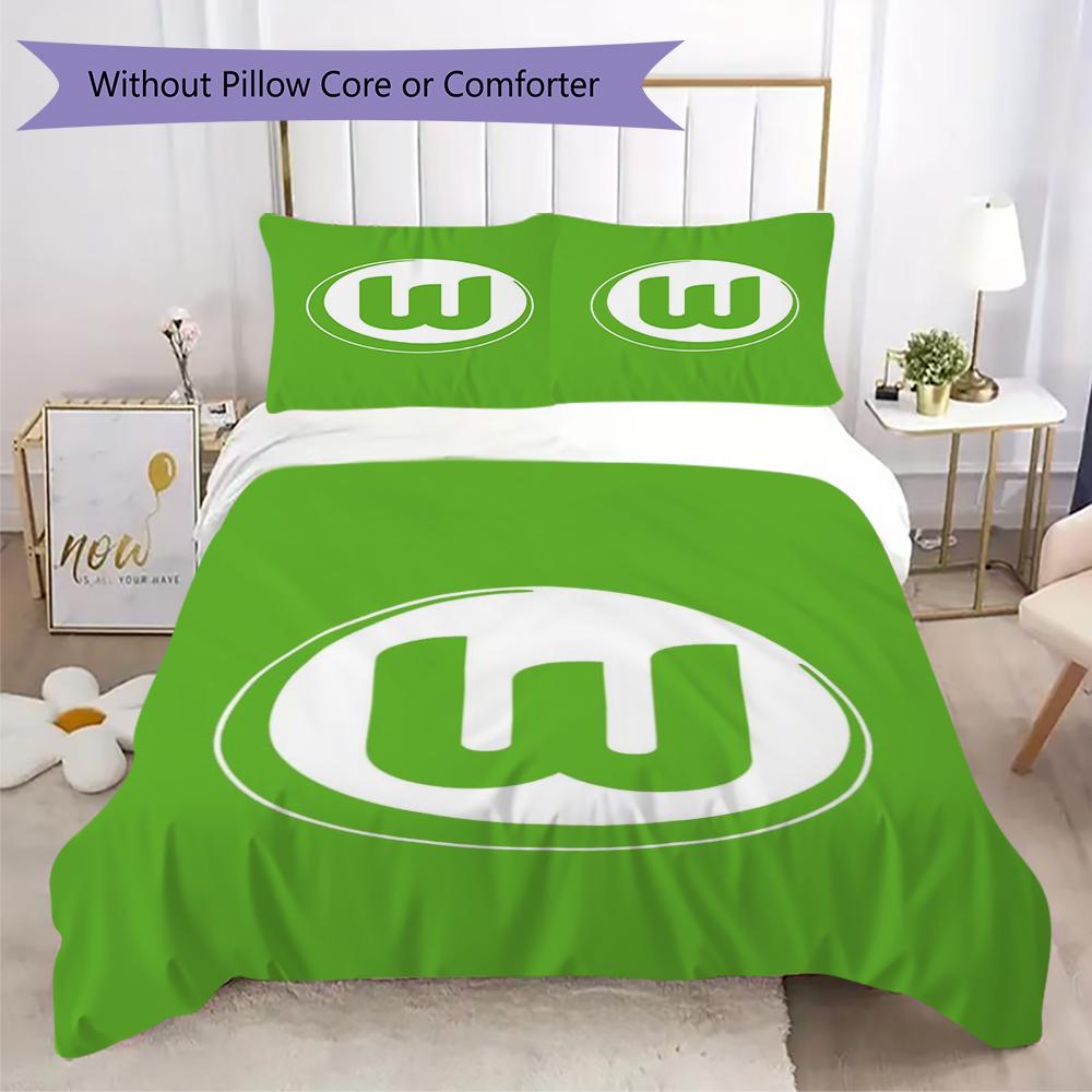 VfL Wolfsburg Pattern Bedding uilt Set uilt Cover Pillowcase Home Decoration Birthday Gift (1 * duvet cover + 2 * pillowcase without core)100