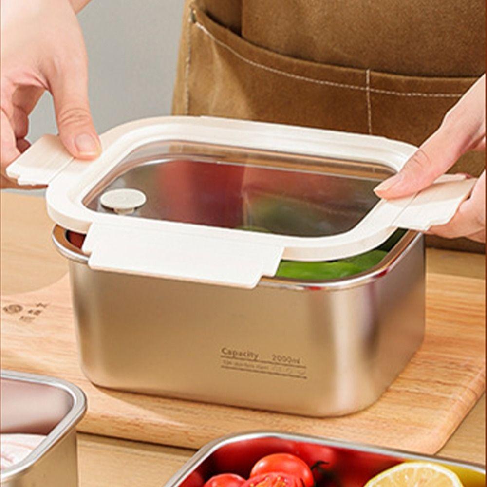 Portable Stainless Steel Crisper Leakproof Sealed Food Box Food Preservation Box Picnic