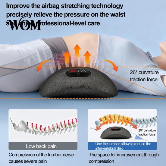 Lower Back Support for Long Driving 3-in-1 Lumbar Pillow, Triple Fusion Massager with Heat, Vibration, Electric Cushion Lift, Ergonomic Waist Sciatica