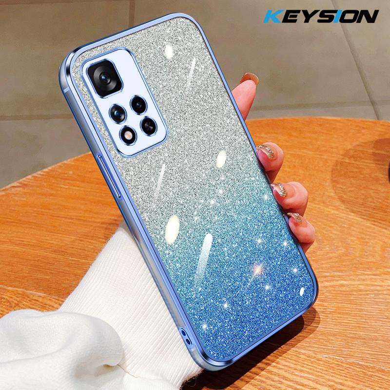 KEYSION Роскошный чехол-бампер с покрытием и блестками для Redmi Note 11 Pro 11S 5G 11 Pro+ 5G, прозрачный, из мягкого ТПУ, противоударный