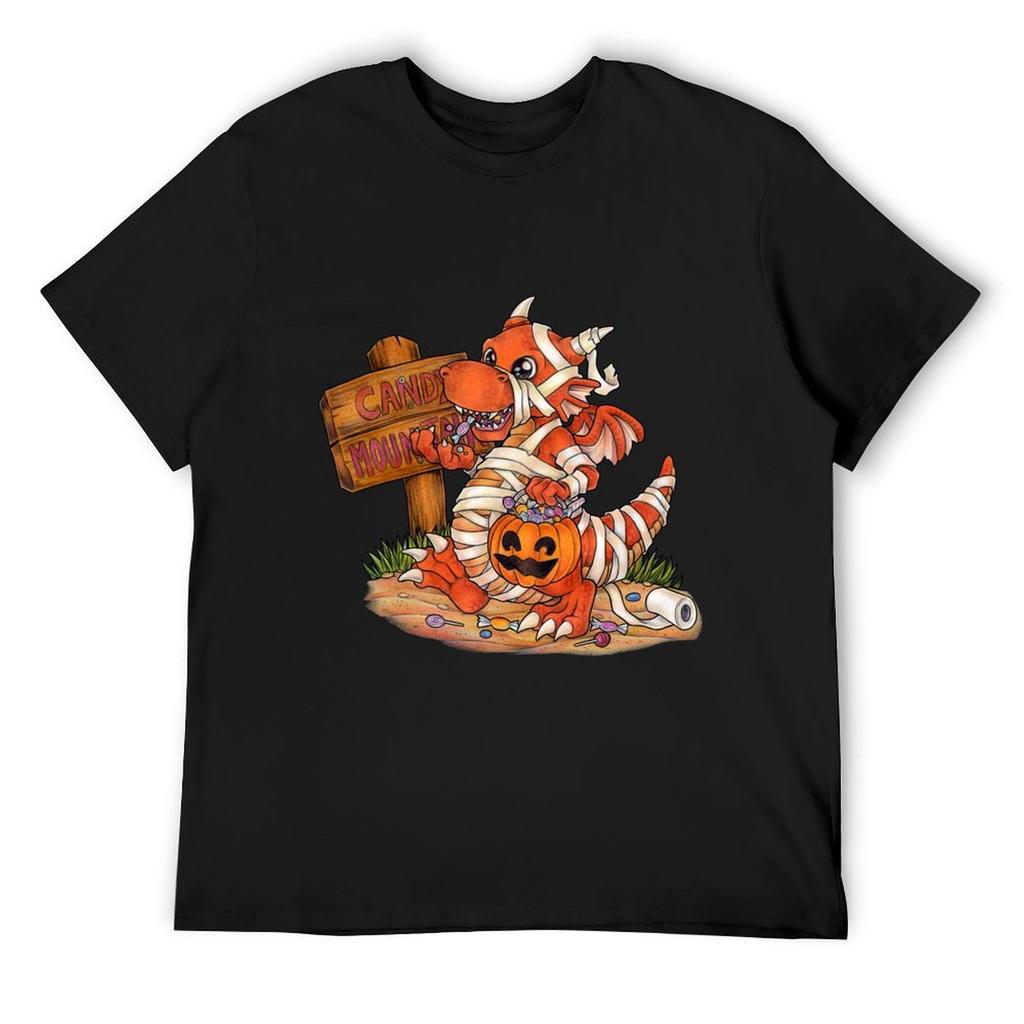 Funny dragon in a mummy costume for Halloween T-Shirt anime graphics blue archive mens t shirts