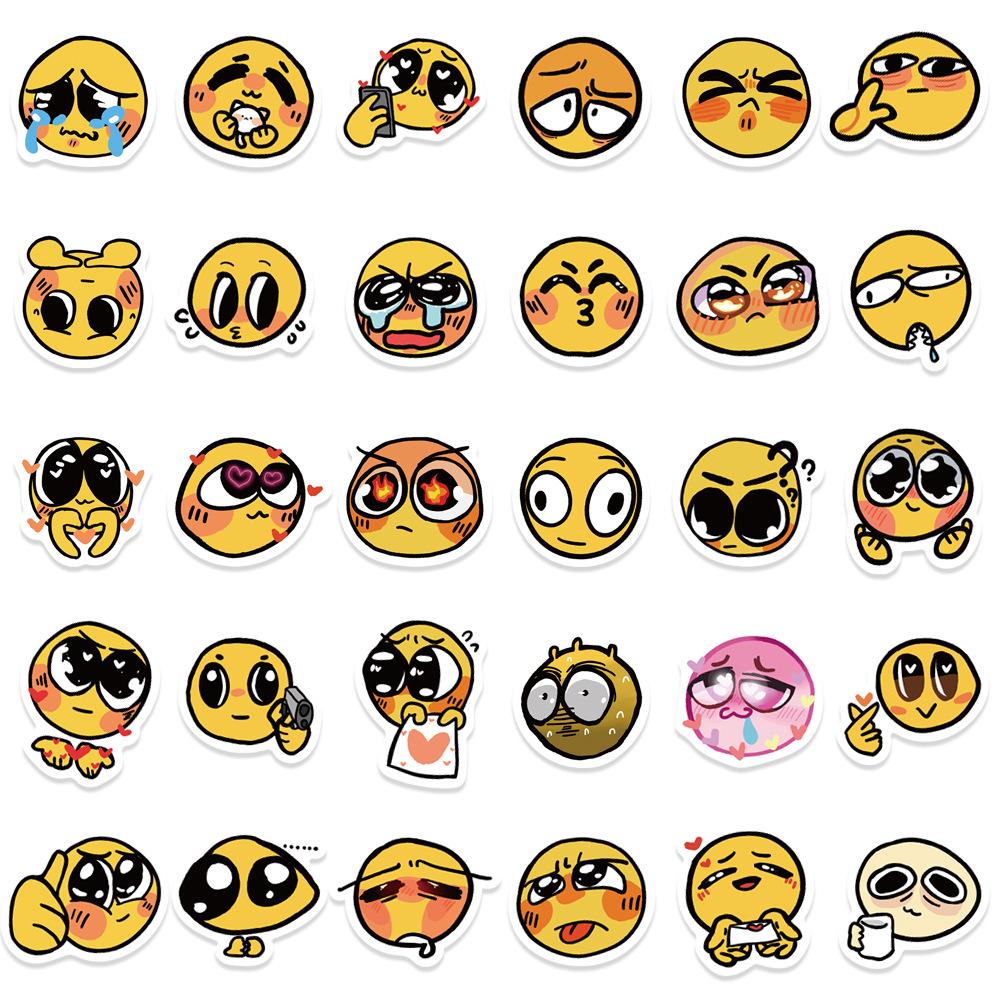 Упаковка из 60 симпатичных желтых наклеек с выражением лица для блокнотов, стаканов с водой, шлемов и багажа