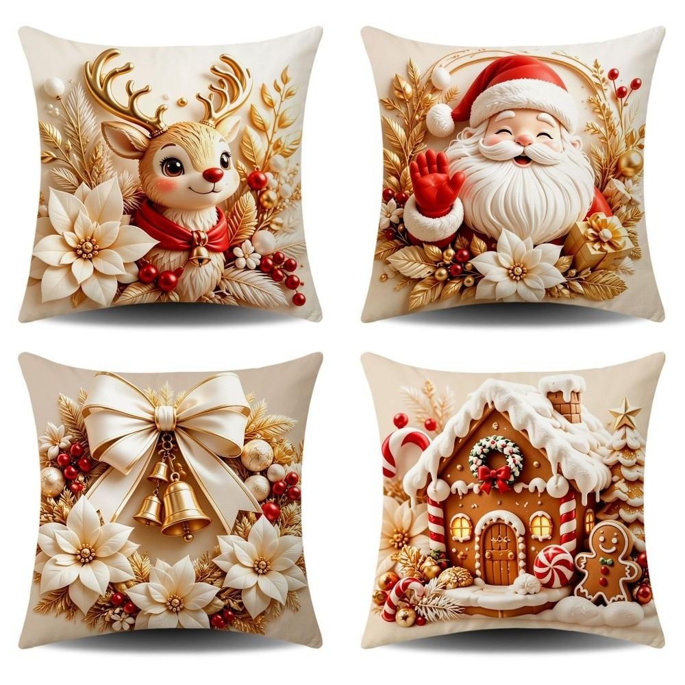Soft Fabric Christmas Pillow Cover Square Sofa Pillow Case New Holiday Throw Cushion Home Decor