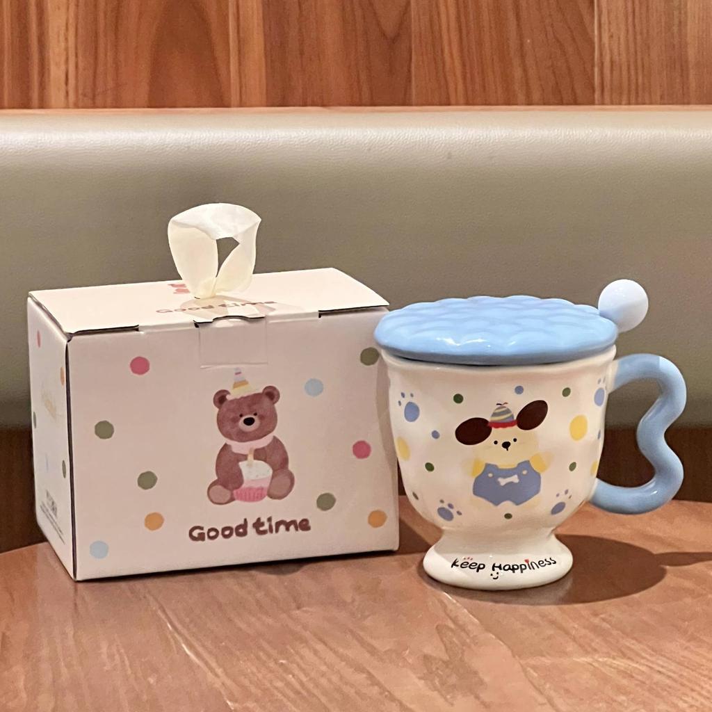 Подарок на день рождения Милая кружка с щенком в горошек Девочка Высокомерный кролик Керамическая чашка для питья Сувенир для лучшего друга