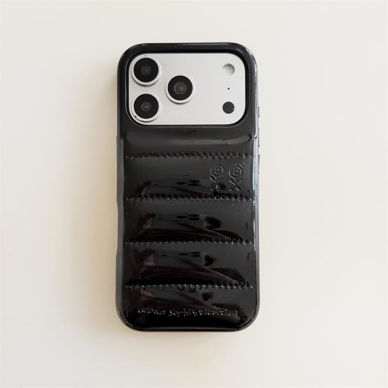Однотонная кожаная пуховая куртка Противоударный чехол для телефона для iPhone 14/13/Apple 17/16/15 Pro Max