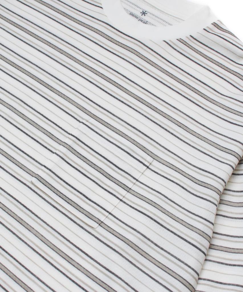 Snow Peak Гибридная шерстяная сетчатая полосатая футболка с коротким и длинным рукавом и размерами L/S SW-25AU014, Пошив, Футболка, Мужская Женская, Серая, BD-XL