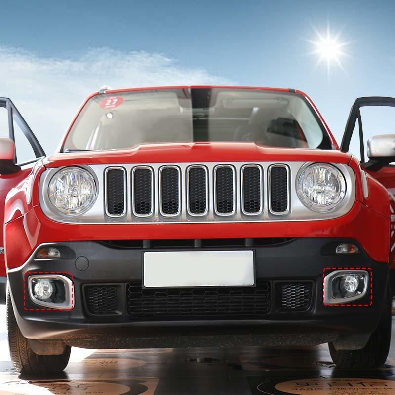 Front Fog Covers Lamp Housing ABS Light Decoration For Jeep Renegade 2016-2018 Exterior Accessoriess , ABS Plastic